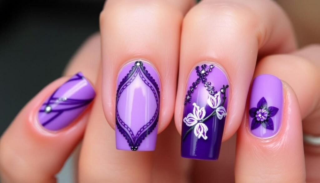 advanced purple nail art