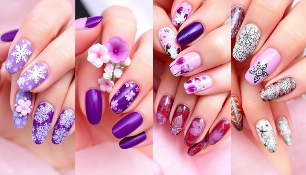 seasonal purple nail designs