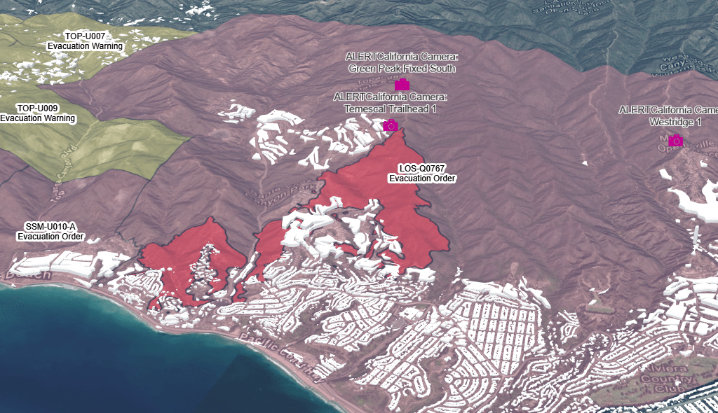 Wildfires fanned by windstorm burn through neighborhoods in LA County, Palisades Fire spreading rapidly.